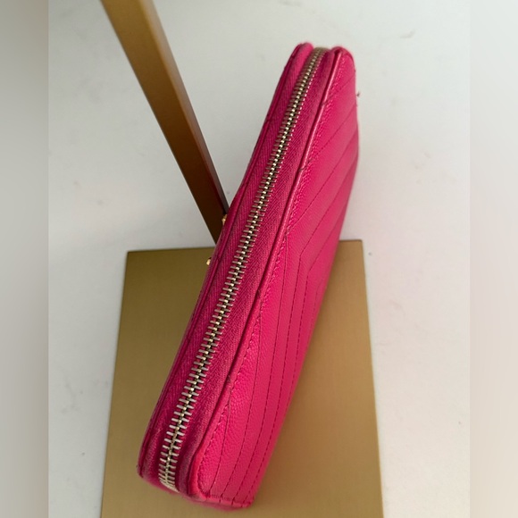 Saint Laurent Paris authentic round zipper long wallet fuchsia pink cowhide - Picture 7 of 16